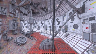 Uzay istasyonu peyzajının 3B görüntülemesi