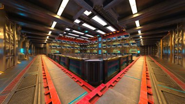 Uzay istasyonu peyzajının 3B görüntülemesi