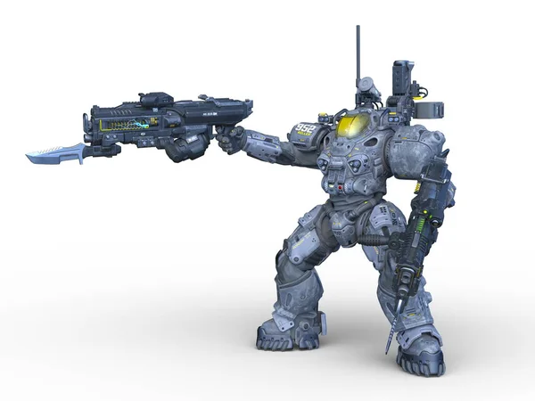 戦闘ロボットの3Dレンダリング — ストック写真