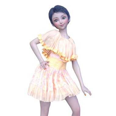 Kısa saçlı bir kadının 3 boyutlu görüntüsü