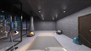 Yatak odasının 3D rendering