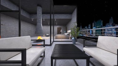 Yatak odasının 3D rendering