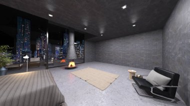 Yatak odasının 3D rendering