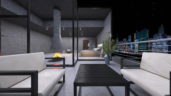 Yatak odasının 3D rendering