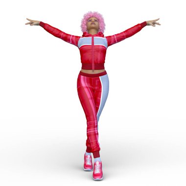 Dansçı bir kadının 3 boyutlu canlandırması