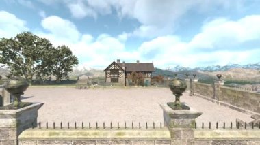 Zirvede taş evin 3 boyutlu canlandırması