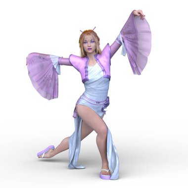 Dansçı bir kadının 3 boyutlu canlandırması