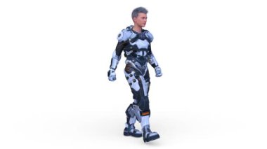 Yürüyen bir siber adamın 3 boyutlu canlandırması