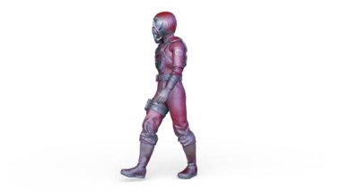 Yürüyen bir hava kuvvetleri adamının 3 boyutlu canlandırması