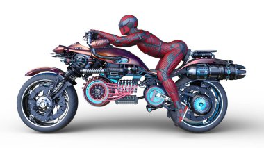 3D rendering of a cyber man rider