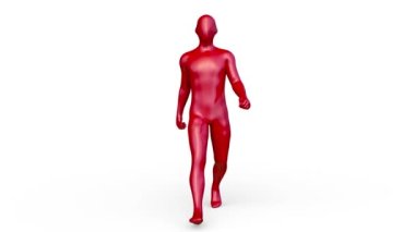 Yürüyen bir erkek vücut modelinin 3 boyutlu canlandırması