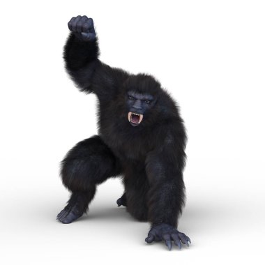 Canavar bir gorilin 3 boyutlu görüntüsü