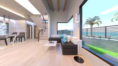 Oturma odasının 3 boyutlu görüntüsü