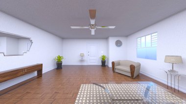 Oturma odasının 3 boyutlu görüntüsü