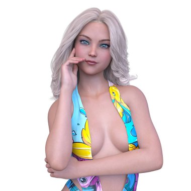 Mayo giymiş bir kadının 3D görüntüsü