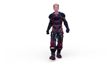 Yürüyen bir siber adamın 3 boyutlu canlandırması