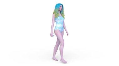 Mayolu bir kadının 3D görüntüsü.