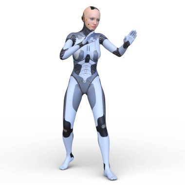 Dişi bir sayborgun 3D canlandırması