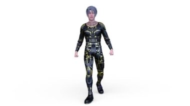 Yürüyen bir siber adamın 3 boyutlu canlandırması