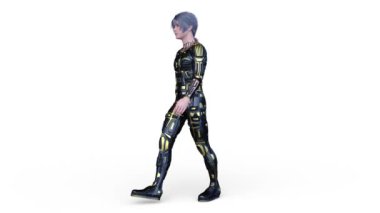 Yürüyen bir siber adamın 3 boyutlu canlandırması