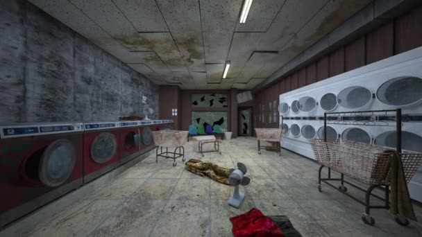 Rendering Abandoned Laundry Room — Vídeo de Stock