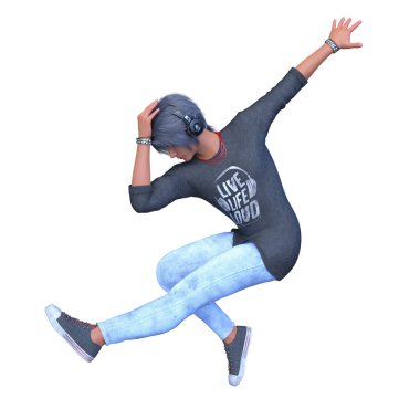 Kulaklıklı bir adamın 3D görüntüsü