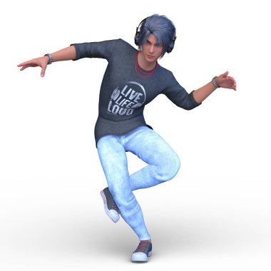 Kulaklıklı bir adamın 3D görüntüsü