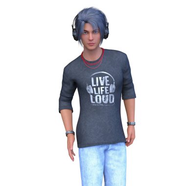 Kulaklıklı bir adamın 3D görüntüsü