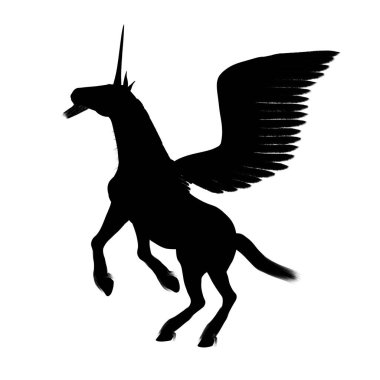 Tek boynuzlu at siluetinin 3 boyutlu canlandırması