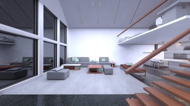 Oturma odasının 3 boyutlu görüntüsü