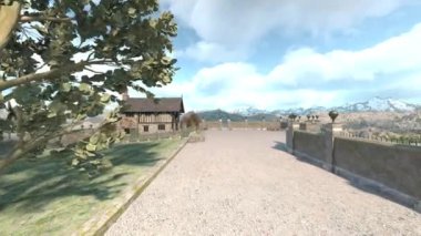 3D rendering of the stone house at the summit