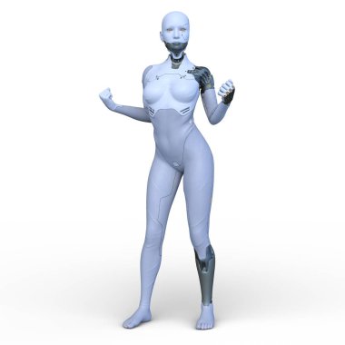 Dişi bir sayborgun 3D canlandırması