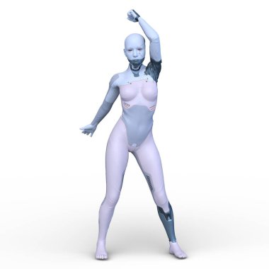 Dişi bir sayborgun 3D canlandırması