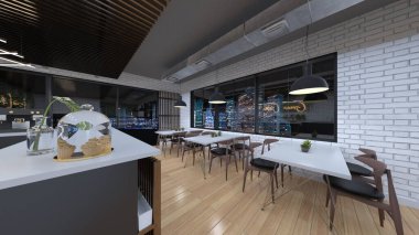 Kafenin gece görüşlü 3B görüntülemesi