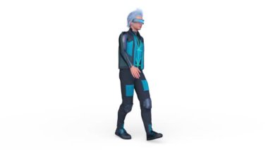 Yürüyen bir siber adamın 3 boyutlu canlandırması