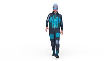 Yürüyen bir siber adamın 3 boyutlu canlandırması