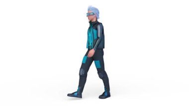 Yürüyen bir siber adamın 3 boyutlu canlandırması