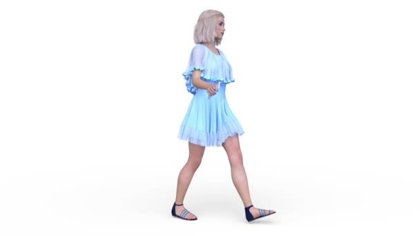 Rendering Walking Woman Mini Skirt — Stock Video