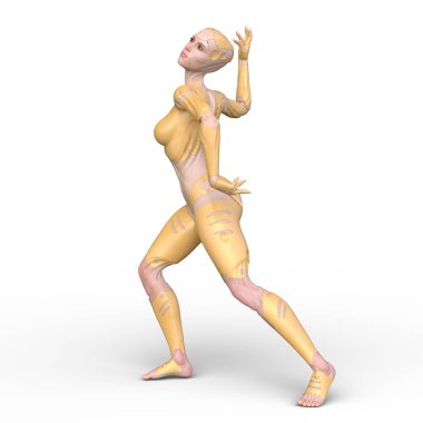 Dişi bir sayborgun 3D canlandırması