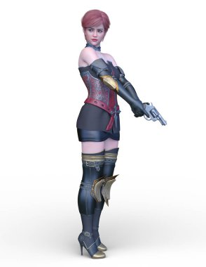 bir kadın savaşçı 3D render