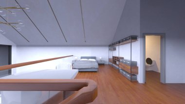 Yatak odasının 3D rendering