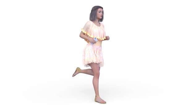 Rendering Running Woman Mini Skirt — Stockvideo