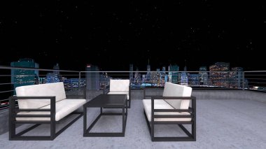 Çatı terasının 3B görüntülemesi