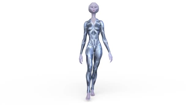 Representación Una Mujer Alienígena Caminando — Vídeo de stock
