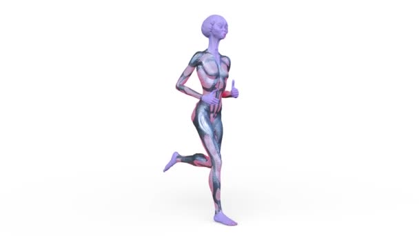 Rendering Running Female Alien — Stockvideo