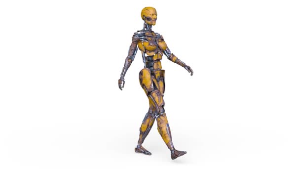 Representación Robot Femenino Andante — Vídeos de Stock
