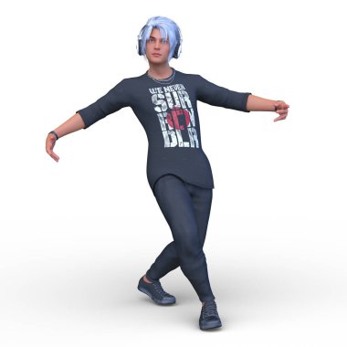 Kulaklıklı bir adamın 3D görüntüsü