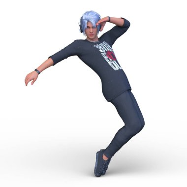 Kulaklıklı bir adamın 3D görüntüsü