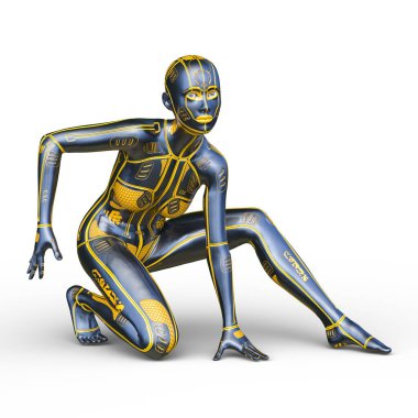 Dişi bir sayborgun 3D canlandırması