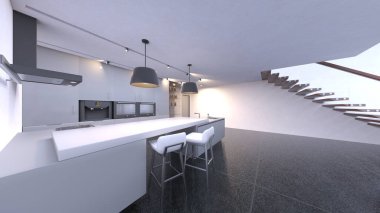 Stüdyonun çatı katlı 3D görüntülemesi